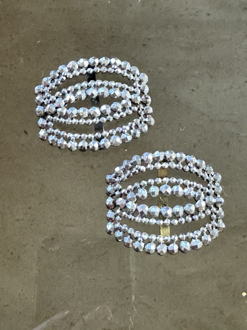 Matching Antique Metal Steel Cut Bead French Shoe Buckles - France
